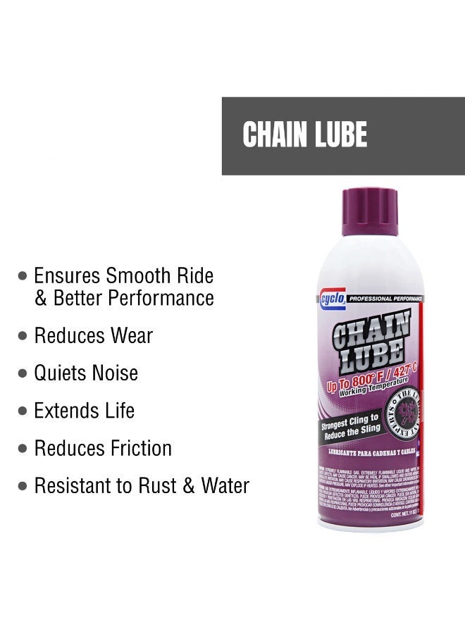 cyclo 5 Piece Combo Motorcycle Chain Lube Spray – High-Temperature Lubricant up to 800°F / 427°C – Reduces Friction & Wear, Prevents Rust, Water Resistant, Long-Lasting Performance for Smooth & Quiet Ride – 11oz - Image 4